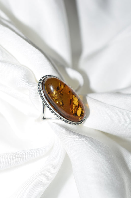 Anello in ambra con argento 925