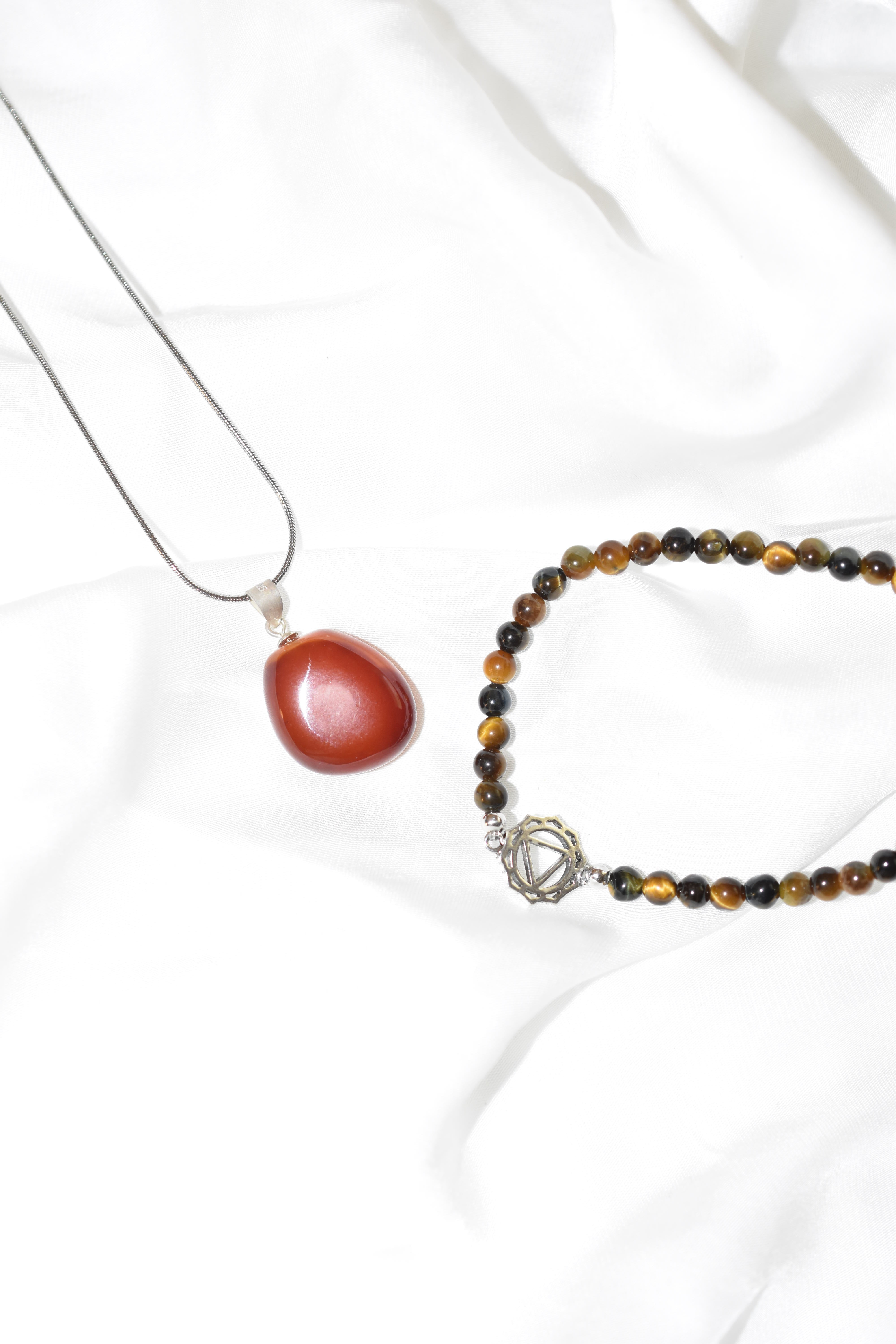 Bracciali combo Diaspro rosso e Calcite gialla