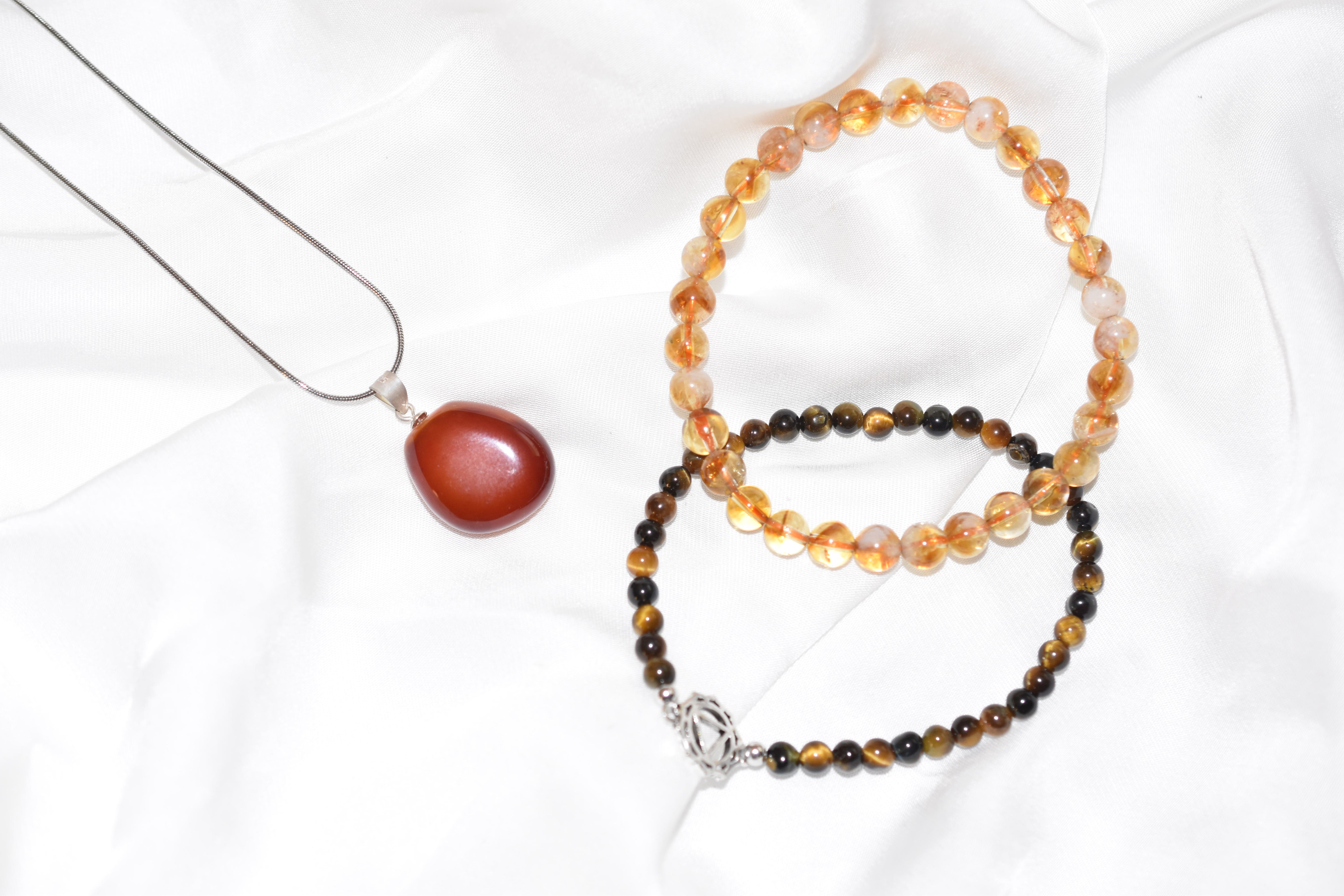 Bracciali combo Diaspro rosso e Calcite gialla