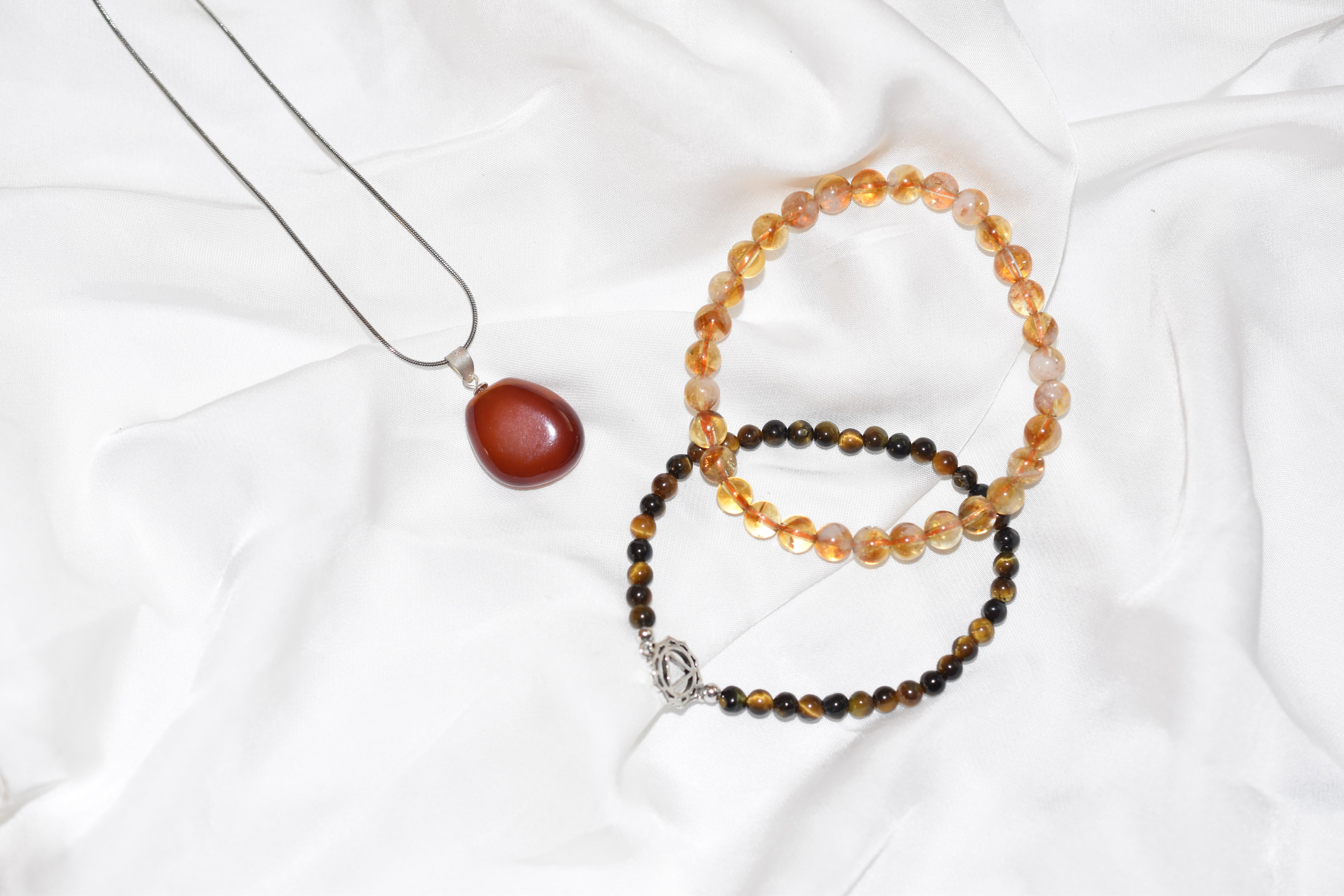 Bracciali combo Diaspro rosso e Calcite gialla