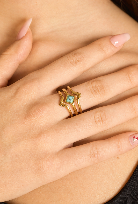 Anello rombo in Turchese