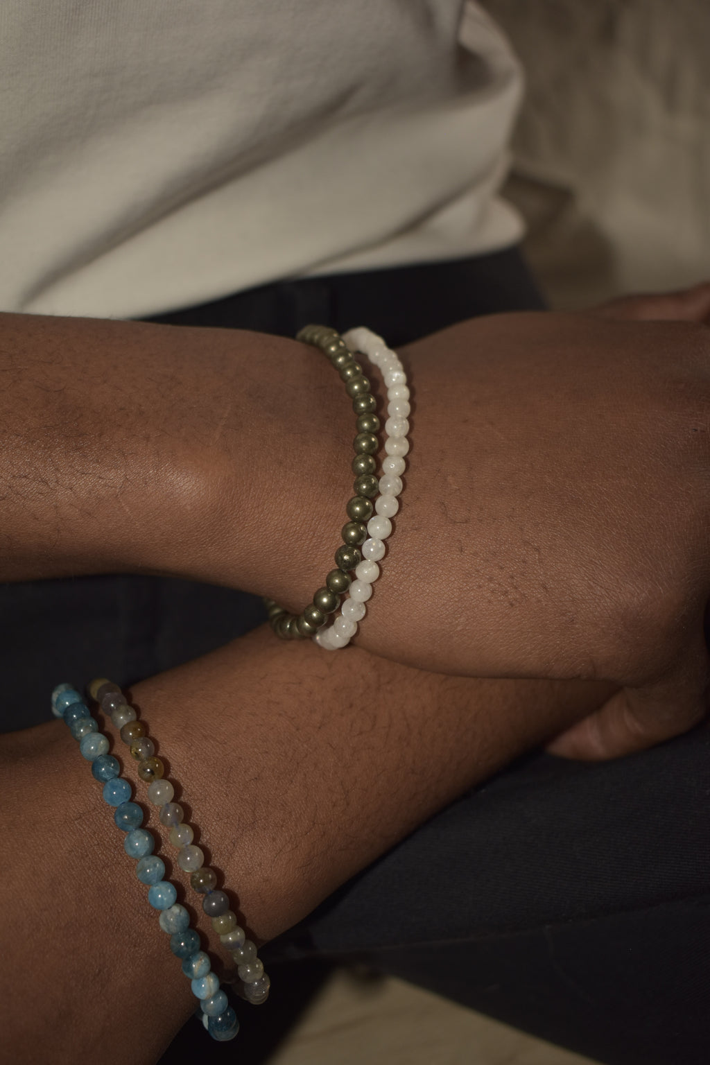 Lexi Bracelets in Apatite, Pyrite, Labradorite and Moonstone