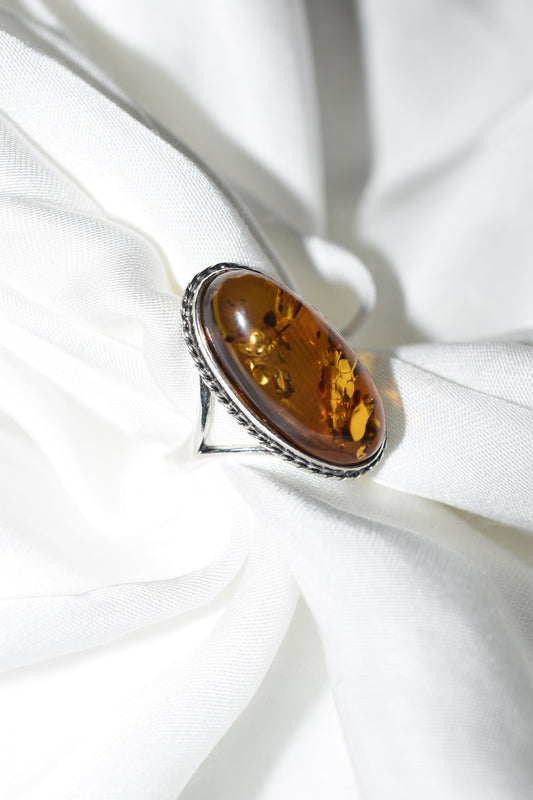 Anello in ambra con argento 925