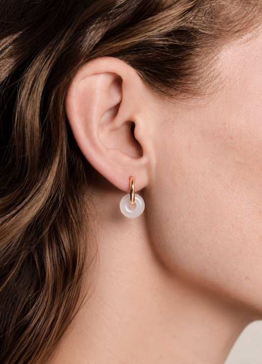Crystal hoops in Ametista e Quarzo rosa