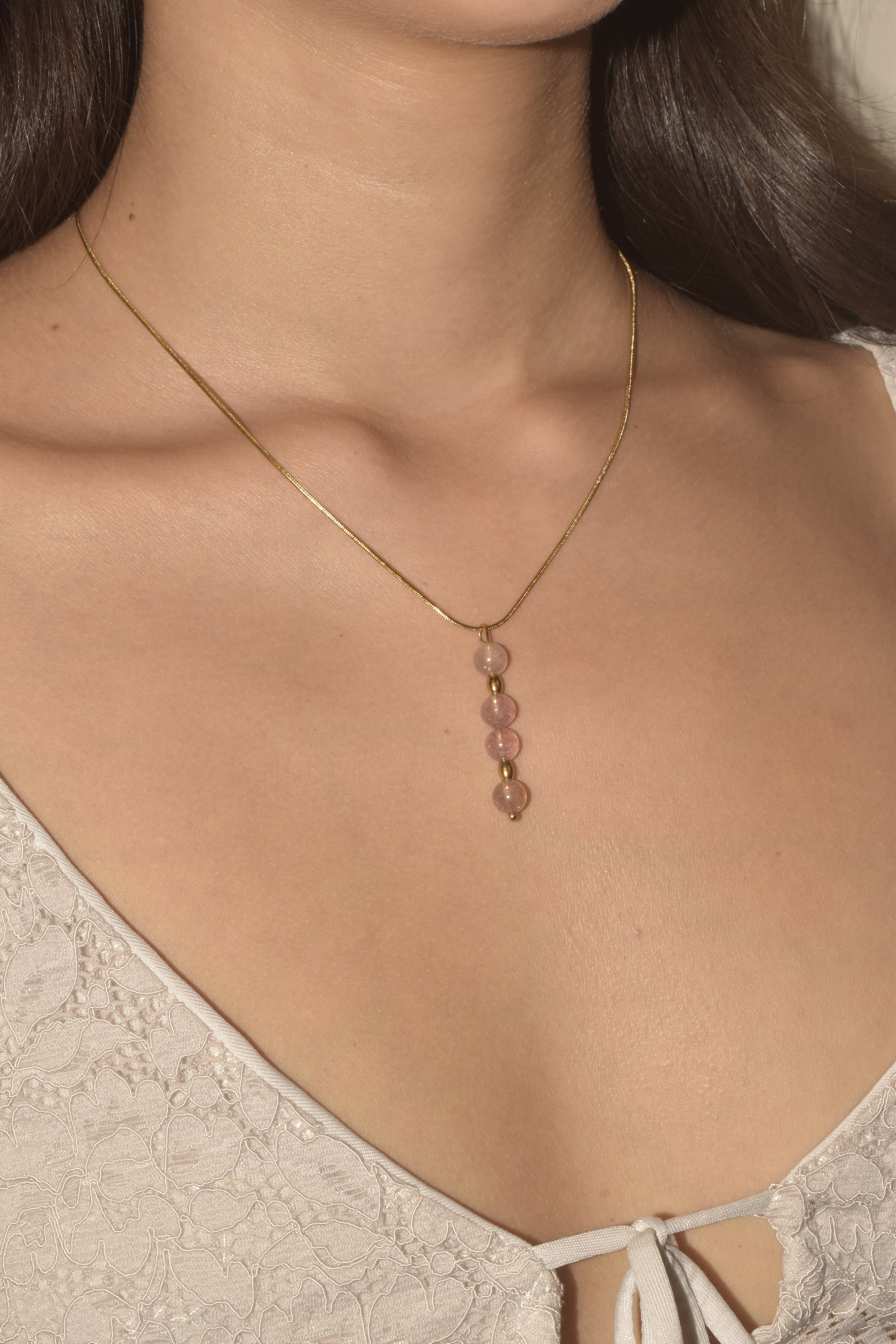 Collana Meringa in Quarzo Fragola