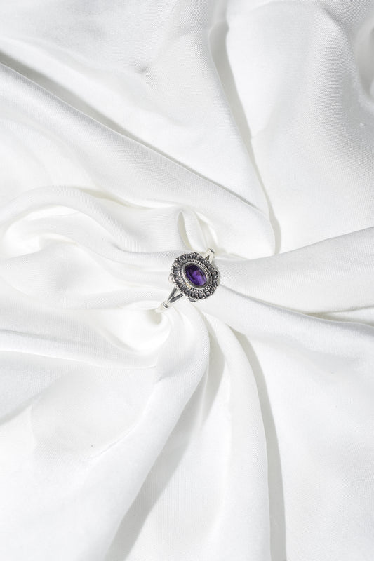 Anello in argento 925 sfaccettato con Ametista