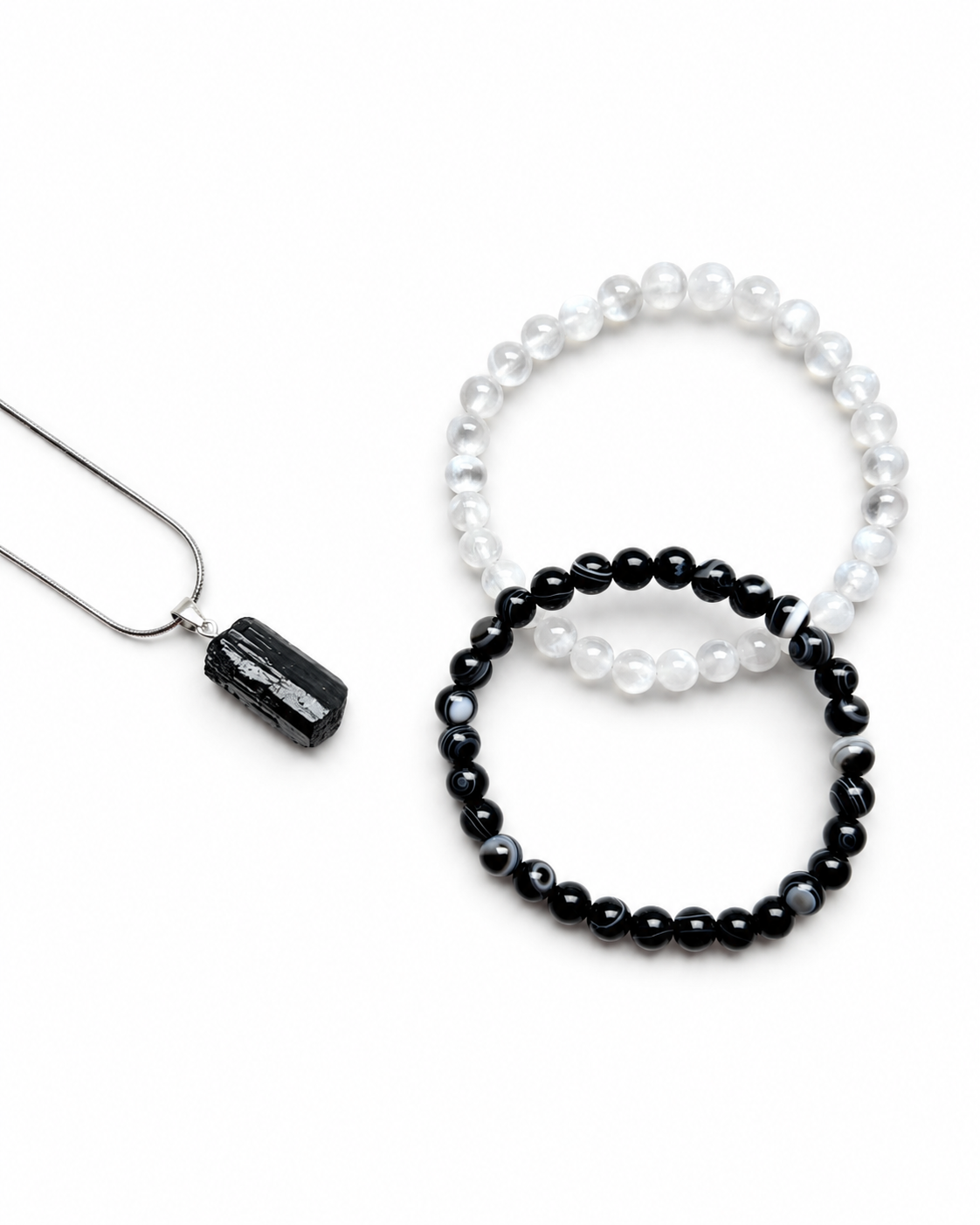 COMBO Tormalina nera grezza, Occhio di Shiva e Selenite