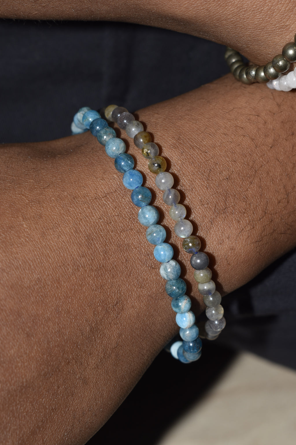 Lexi Bracelets in Apatite, Pyrite, Labradorite and Moonstone