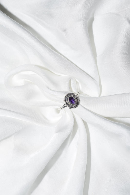 Anello in argento 925 sfaccettato con Ametista