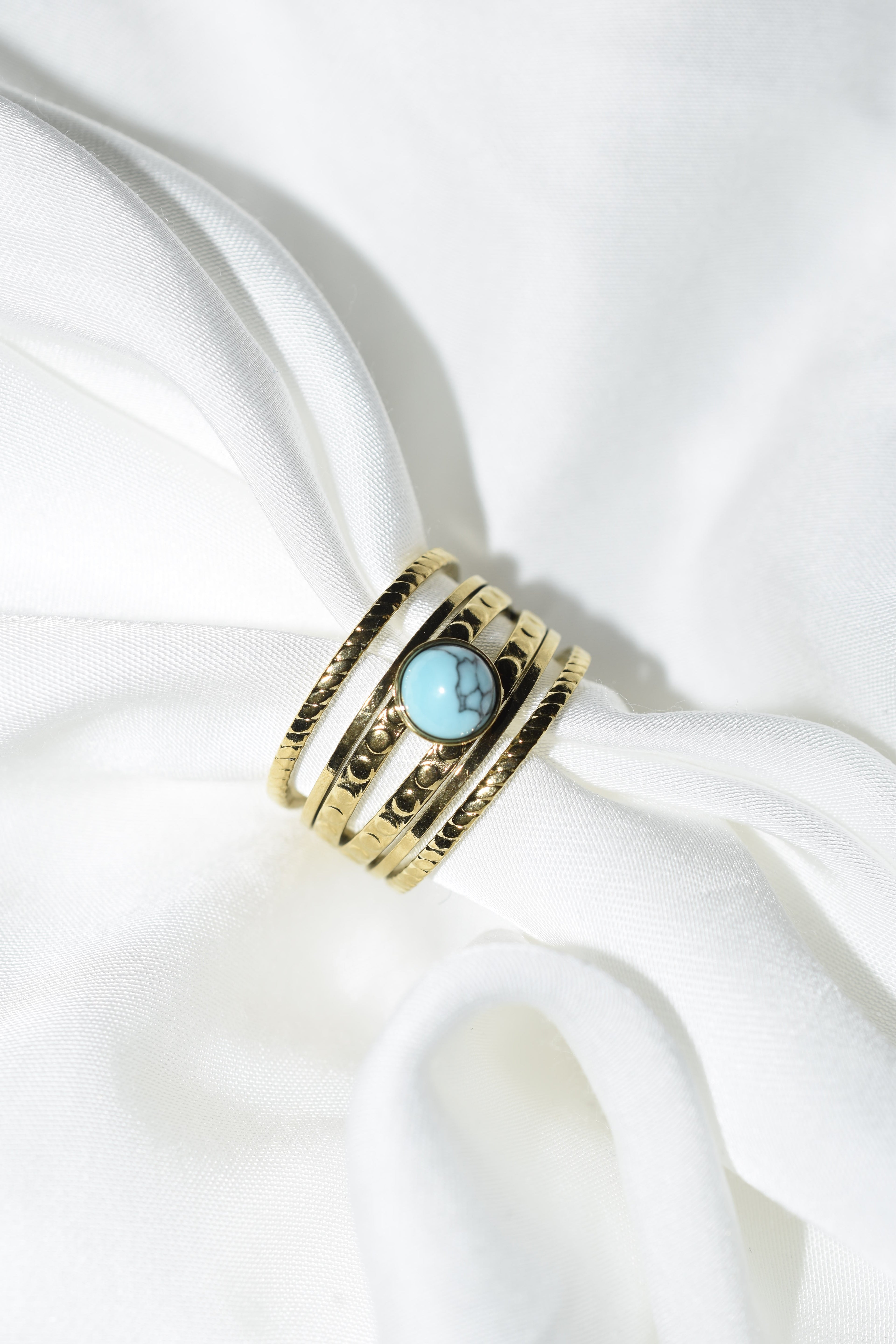 Anello Round Turchese