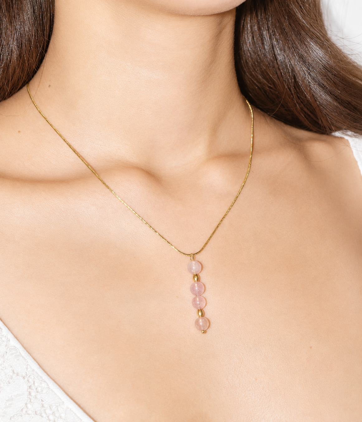 Collana Meringa in Quarzo Fragola