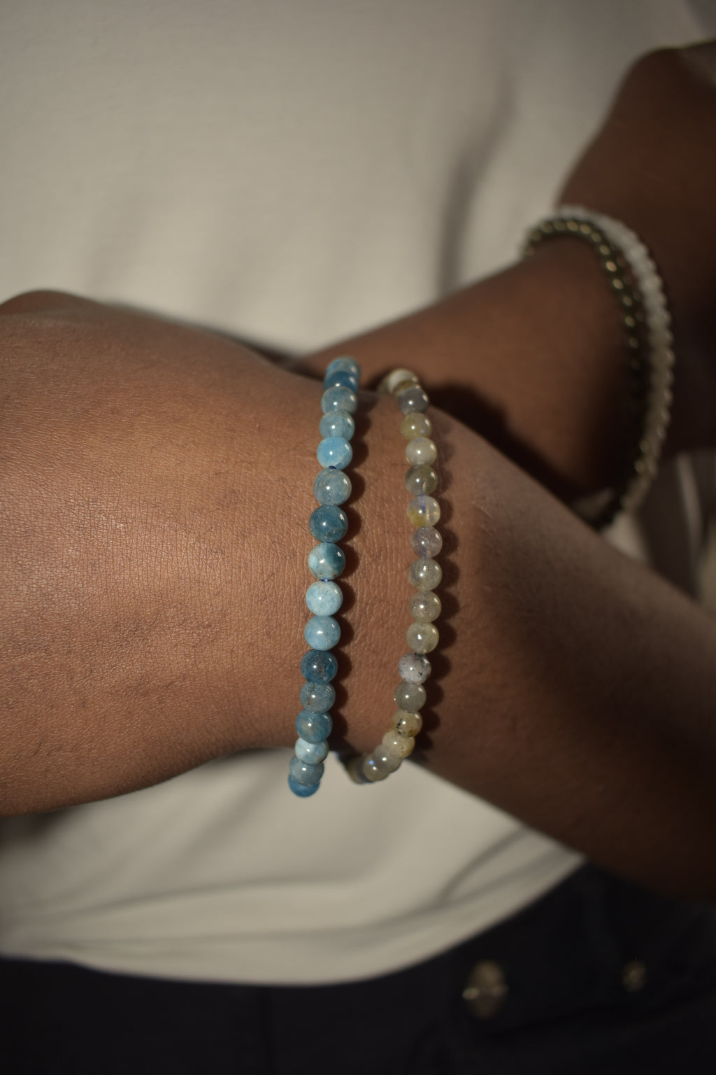 Lexi Bracelets in Apatite, Pyrite, Labradorite and Moonstone