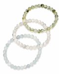 Bracciali combo con Acquamarina, Pietra di Luna arcobaleno e Prehnite