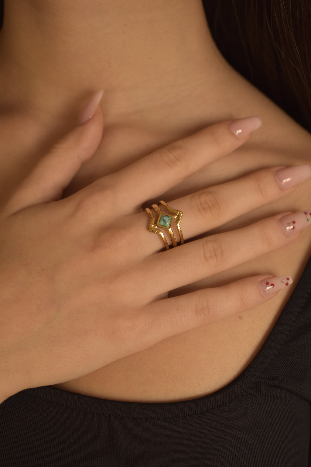 Anello rombo in Turchese