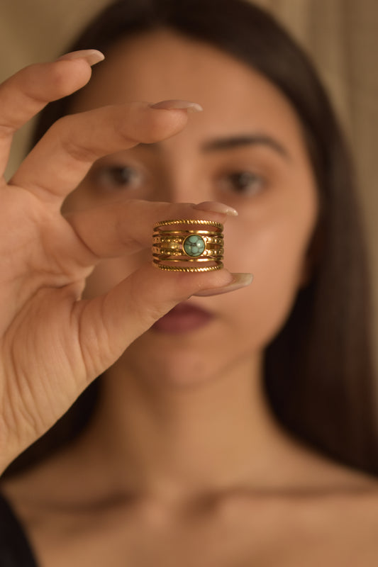 Anello Round Turchese