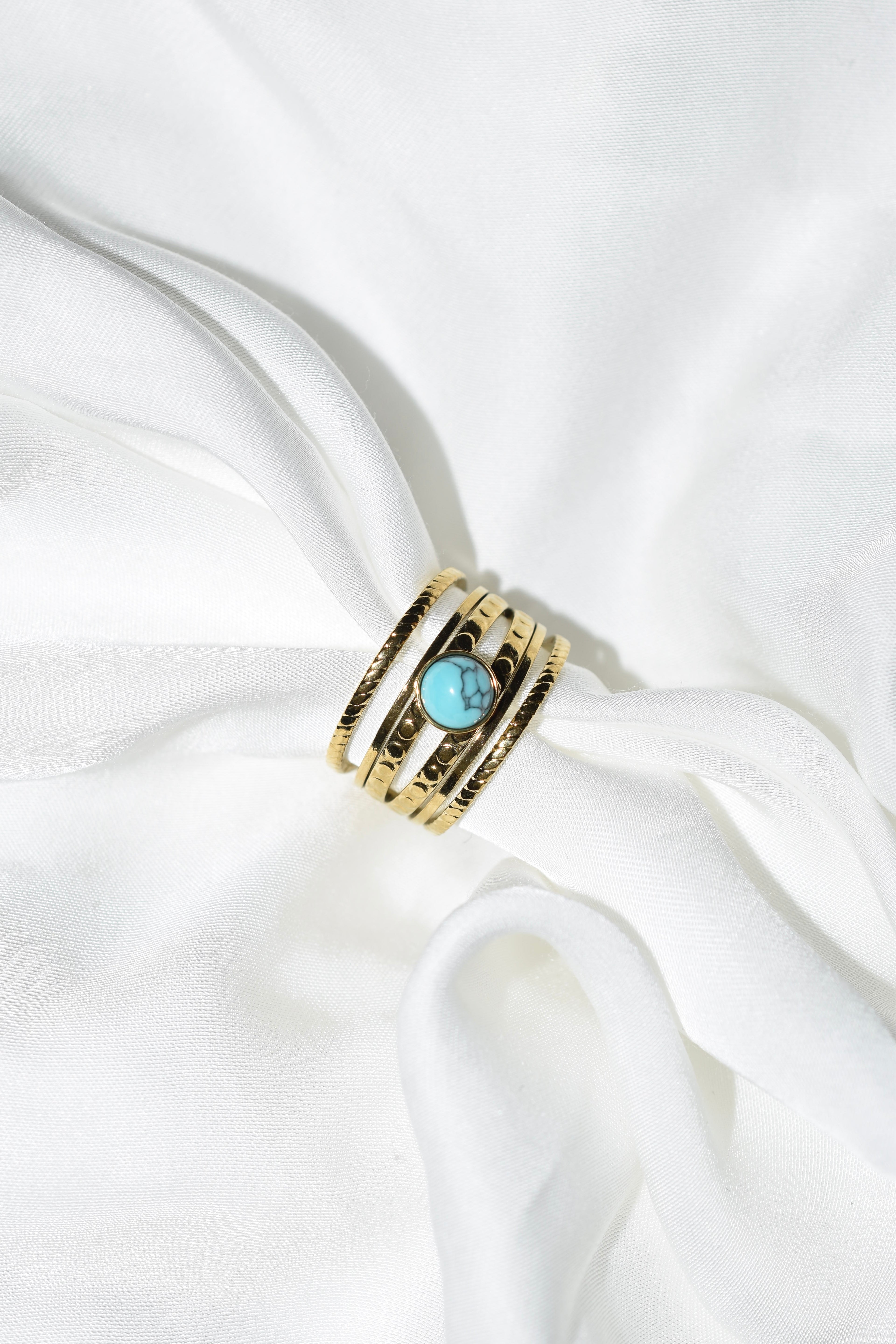 Anello Round Turchese