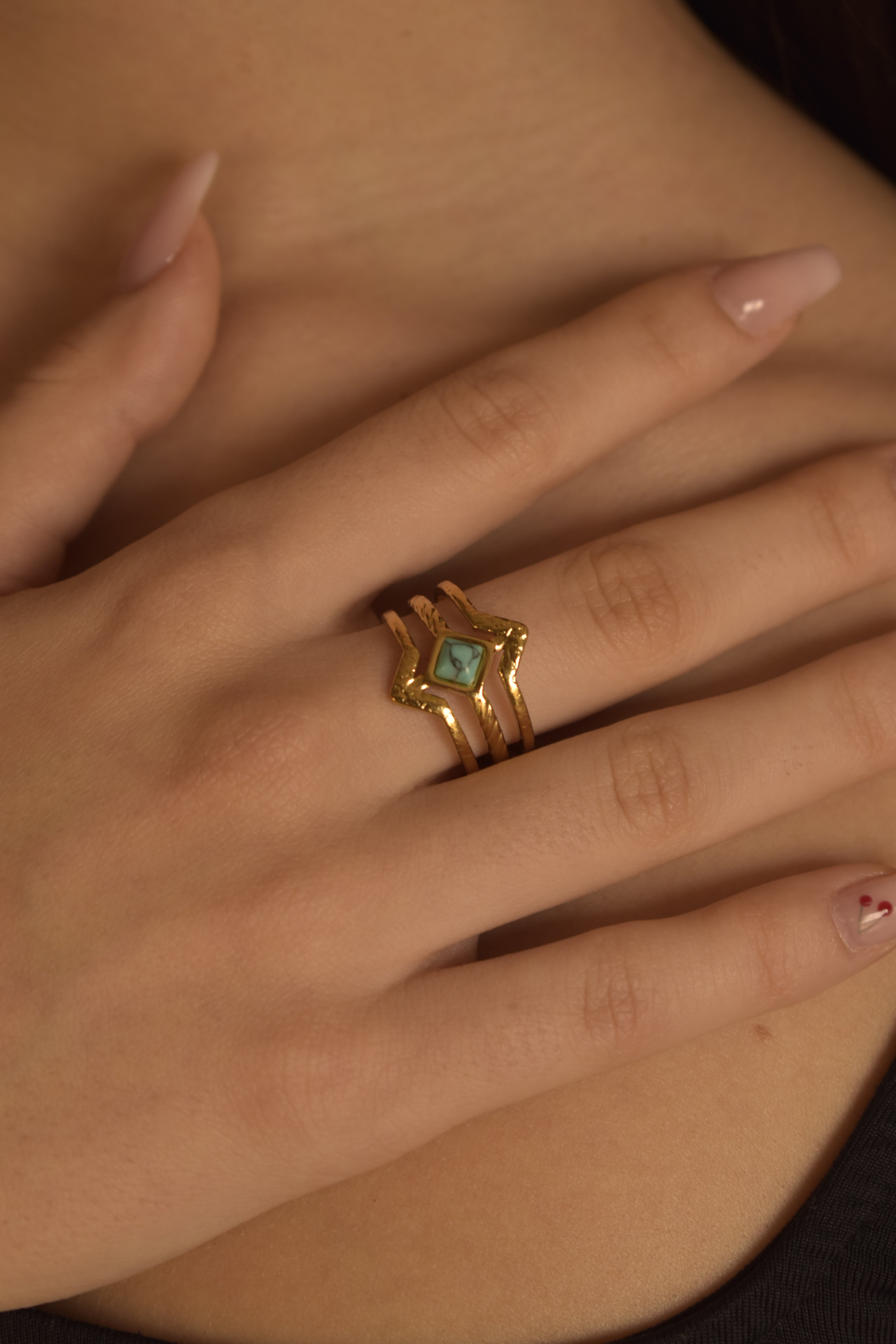 Anello rombo in Turchese