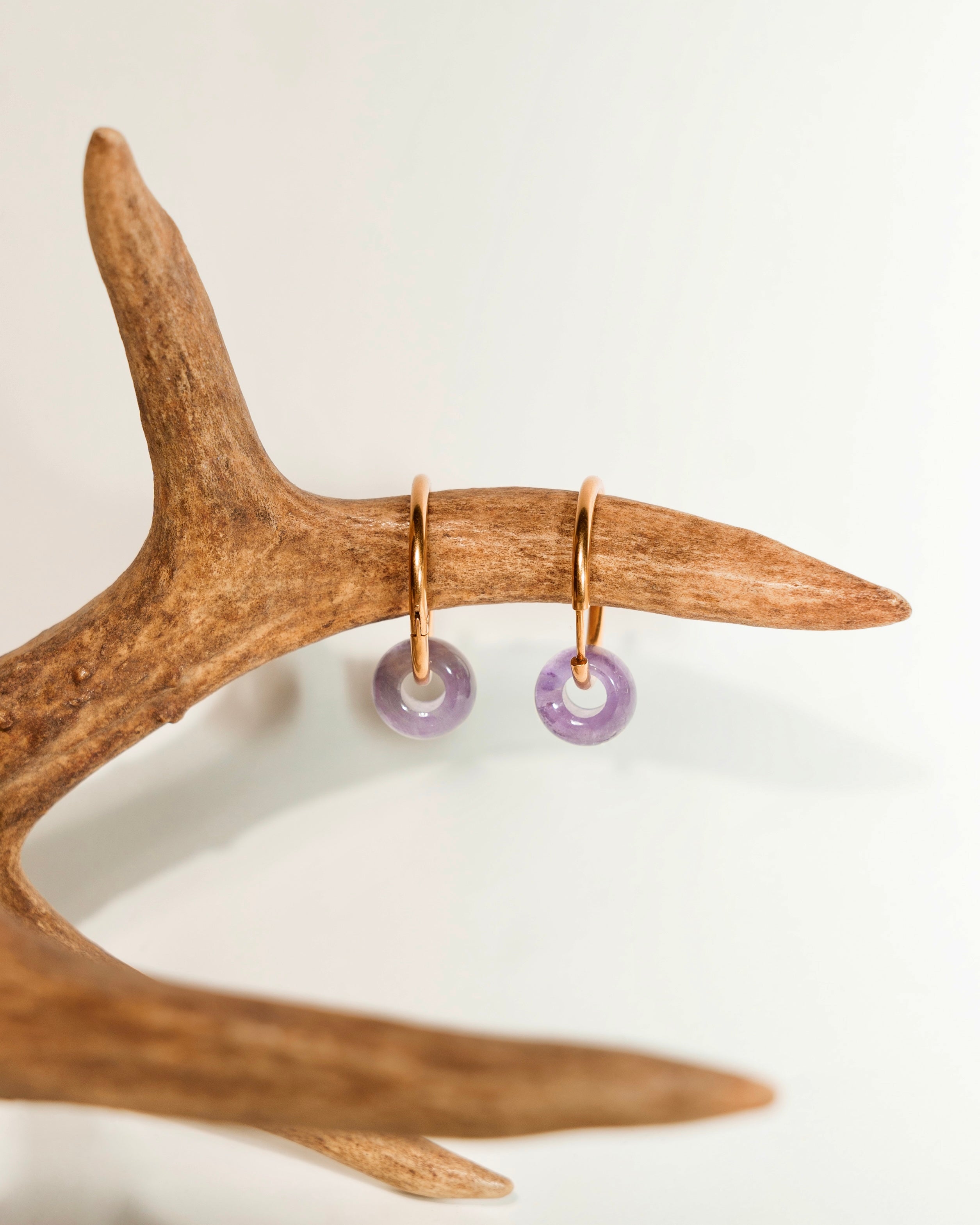 Crystal hoops in Ametista e Quarzo rosa