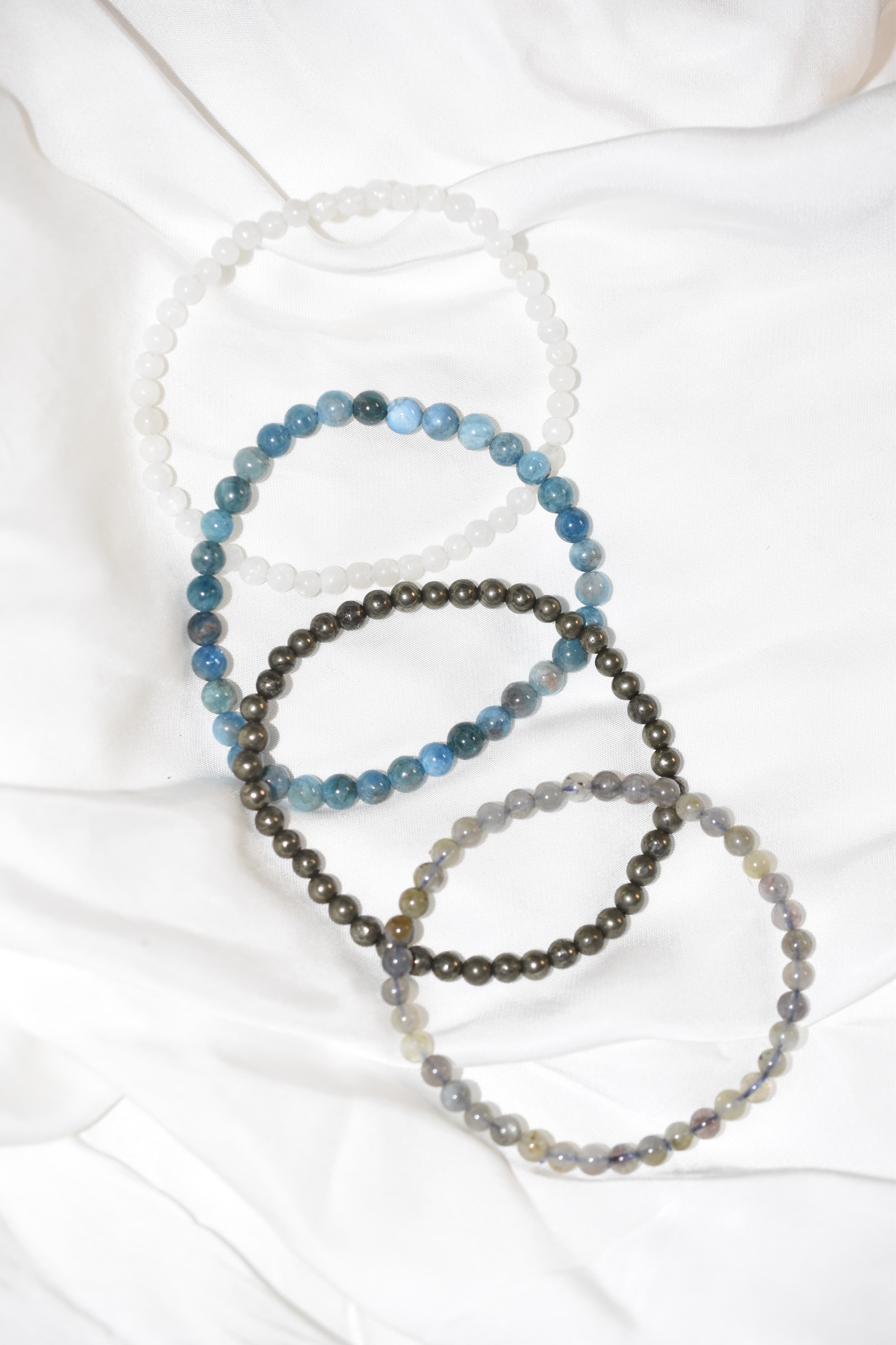 Lexi Bracelets in Apatite, Pyrite, Labradorite and Moonstone