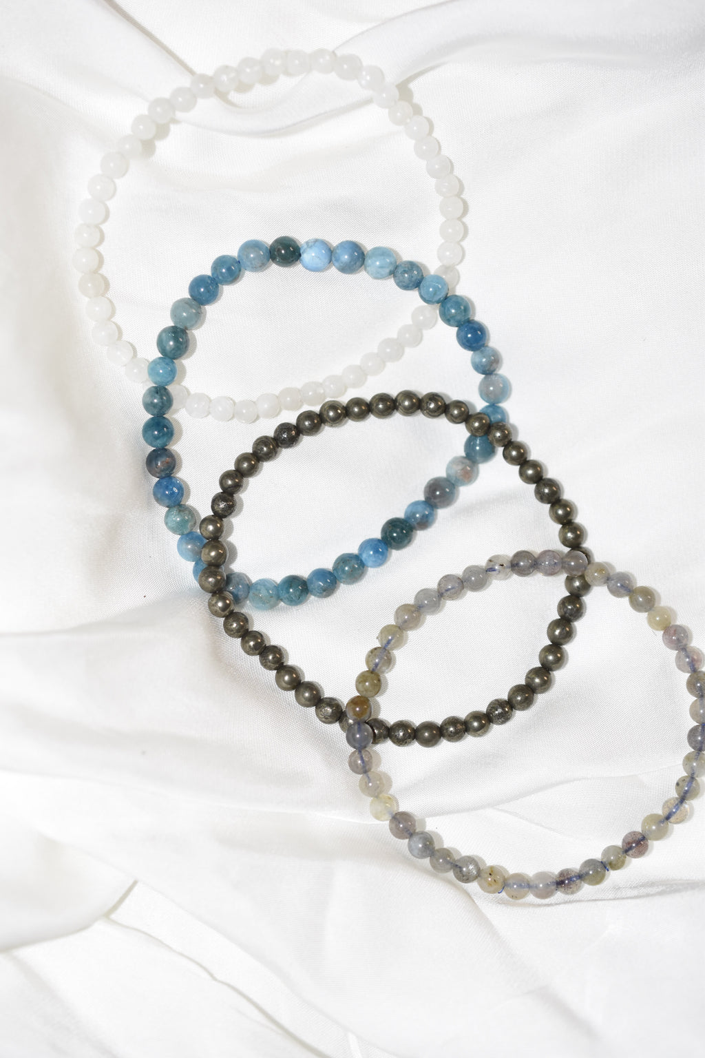 Lexi Bracelets in Apatite, Pyrite, Labradorite and Moonstone