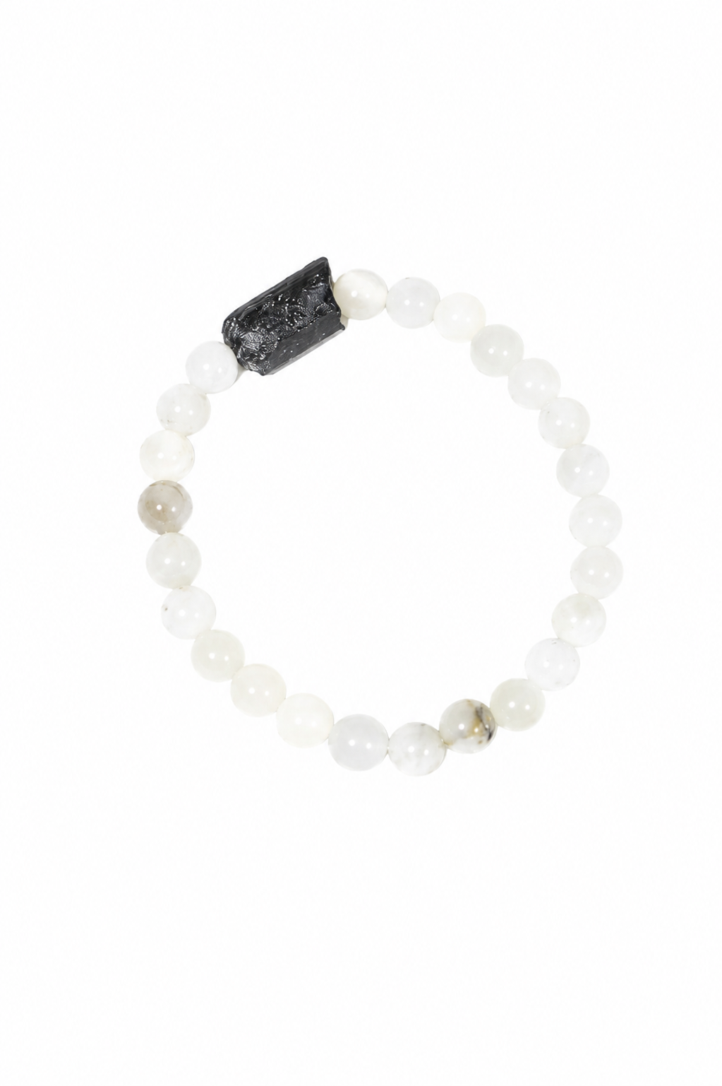 Bracciale Polissena in Pietra di Luna e Tormalina nera