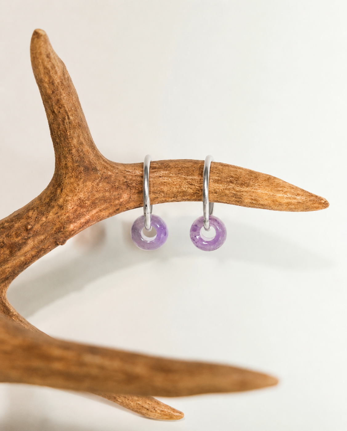 Crystal hoops in Ametista e Quarzo rosa